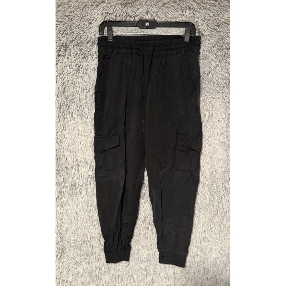 Indigo Rein Black Cargo Jogger Pants Women's‎ Drawstring Waist Elastic Cuffs